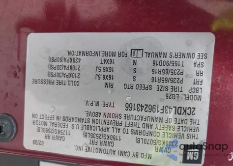 2009 Pontiac Torrent z USA, uszkodzony, nr VIN 2CKDL43F196243166